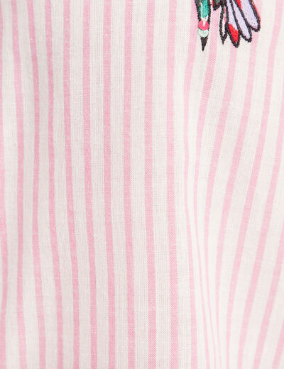 Chemise droite mi-longue en coton rose femme