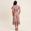 Robe longue évasée fluide rose femme