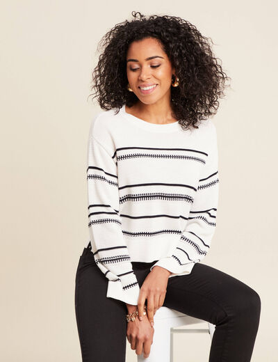 Pull manches longues blanc femme