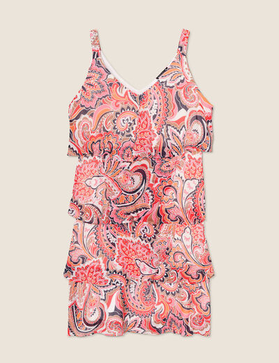 Robe évasée volantée multicolore femme