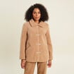 Manteau droit effet mouton beige femme