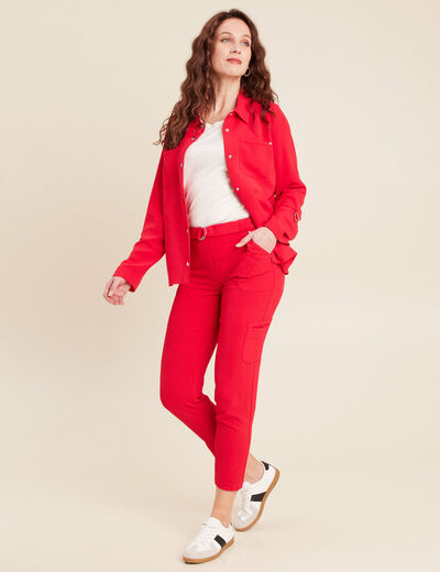 Veste cintrée boutonnée rouge femme