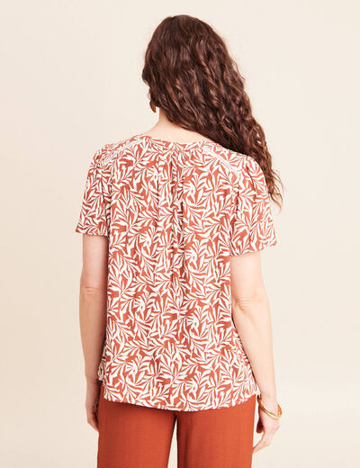 Blouse fluide manches courtes orange femme
