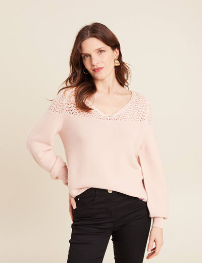 Pull confectionné en France vieux rose femme