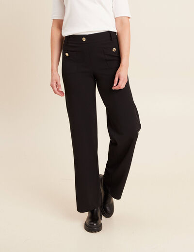 Pantalon droit taille haute noir femme