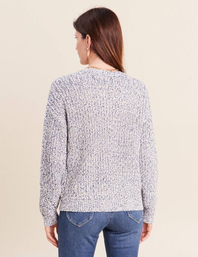 Pull col v bleu roi femme