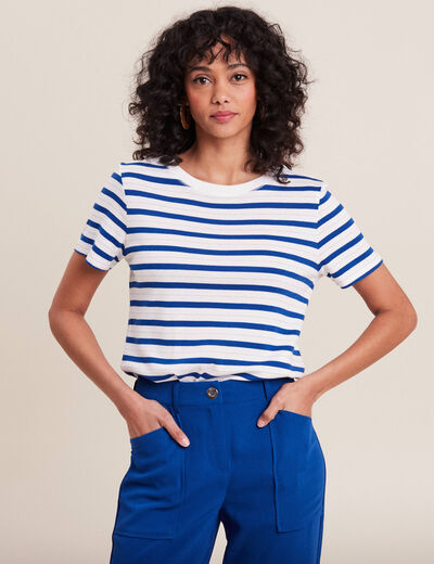 T-shirt manches courtes bleu femme