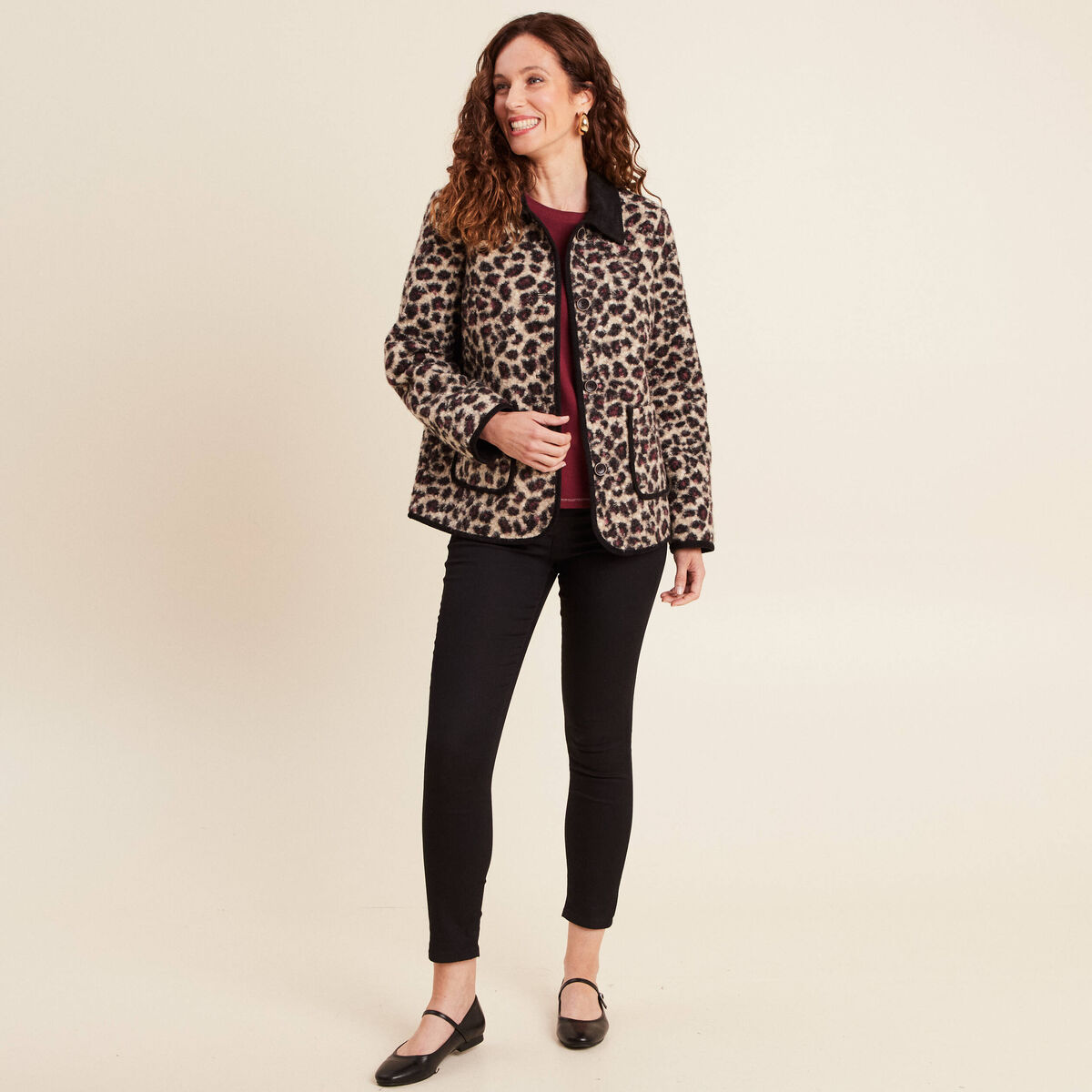 Manteau droit beige femme