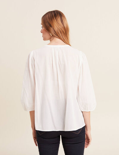 Blouse manches 3/4 ecru femme