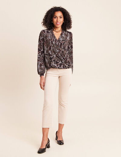 T-shirt cache-c&oelig;ur noir femme