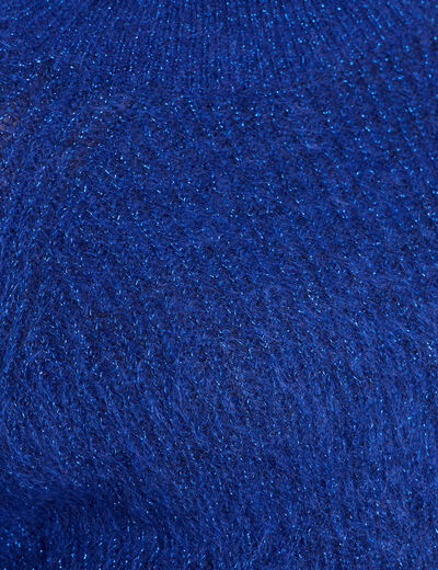 Pull droit col montant manches longues bleu electrique femme