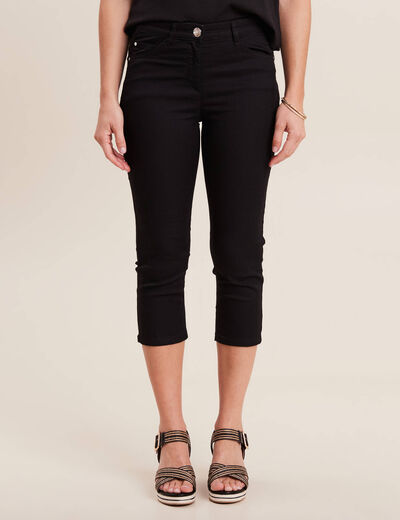 Pantacourt droit taille standard noir femme