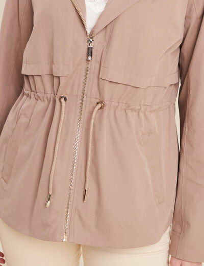 Parka cintrée à capuche taupe femme