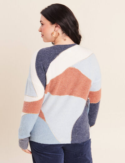 Pull manches longues multicolore femme