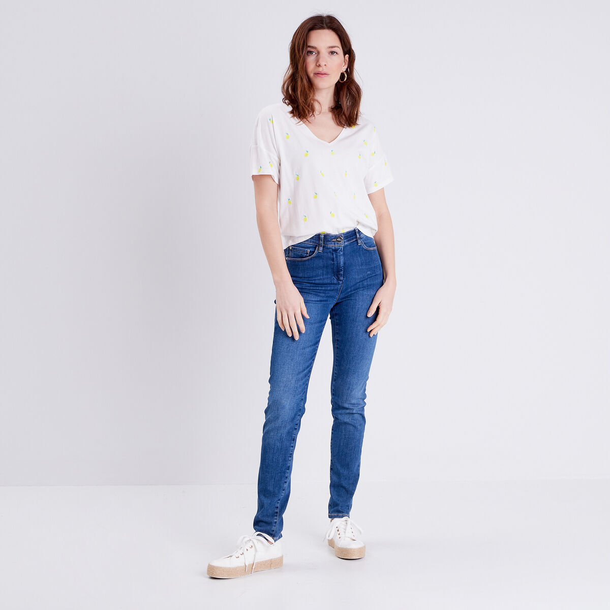 T-shirt manches courtes ecru femme