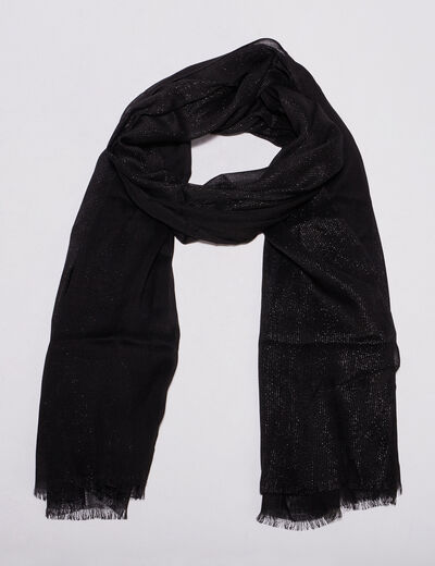 Foulard brillant &agrave; franges noir femme