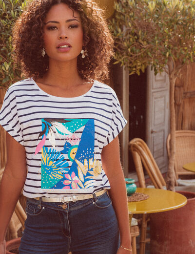 T-shirt manches courtes ecru femme