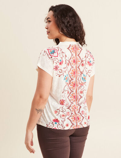 T-shirt manches courtes ecru femme