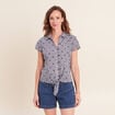 Chemise nou&eacute;e bleu femme