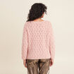 Pull manches longues ajouré vieux rose femme