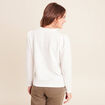 Blouse col rond nou&eacute; manches longues ecru femme