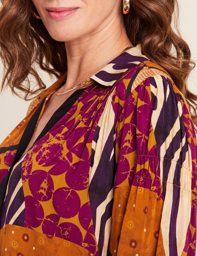 Chemise manches longues multicolore femme