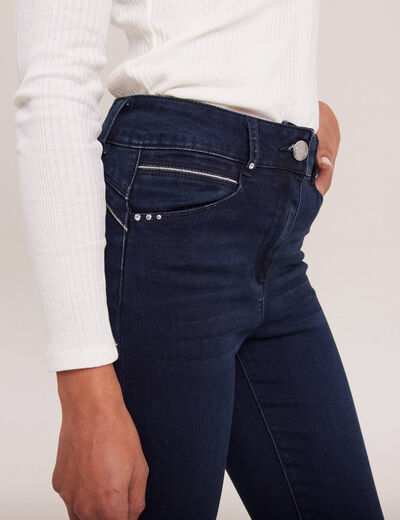 Jean ajusté taille haute denim brut femme