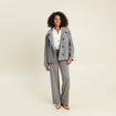 Manteau doubl&eacute; col montant gris clair femme