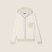 Sweat &agrave; capuche zipp&eacute; ecru femme