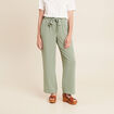 Pantalon flou droit 7/8ème vert clair femme