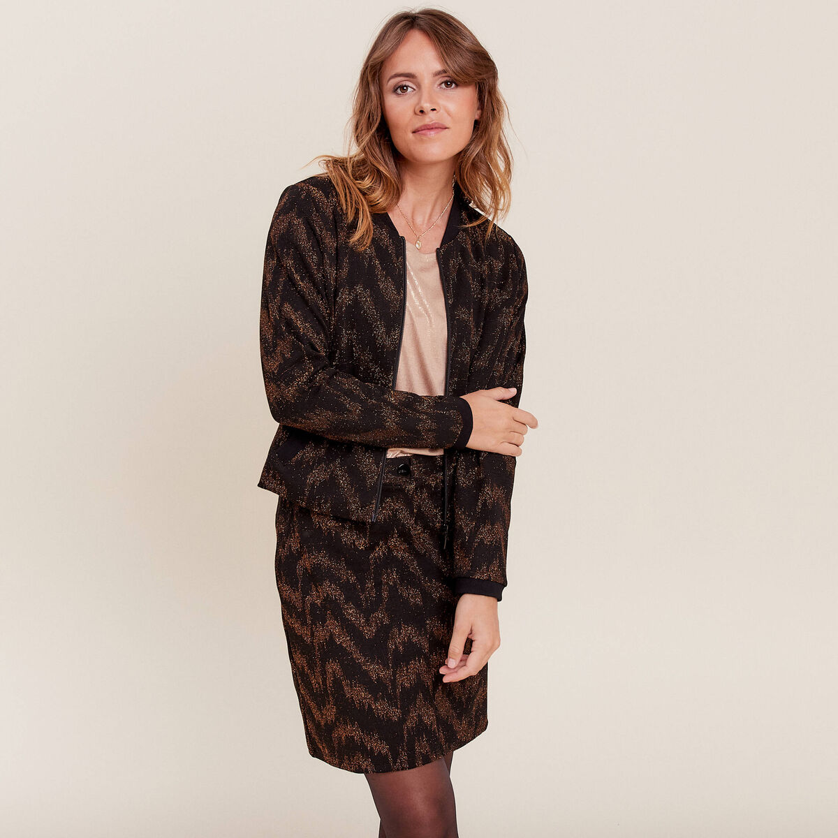 Veste bomber zippée noir femme