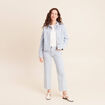 Veste ample en jean manches longues bleu femme