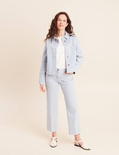 Veste ample en jean manches longues bleu femme