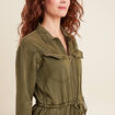 Combinaison pantalon zippée vert olive femme