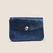 Porte-monnaie en cro&ucirc;te de cuir bleu fonc&eacute; femme