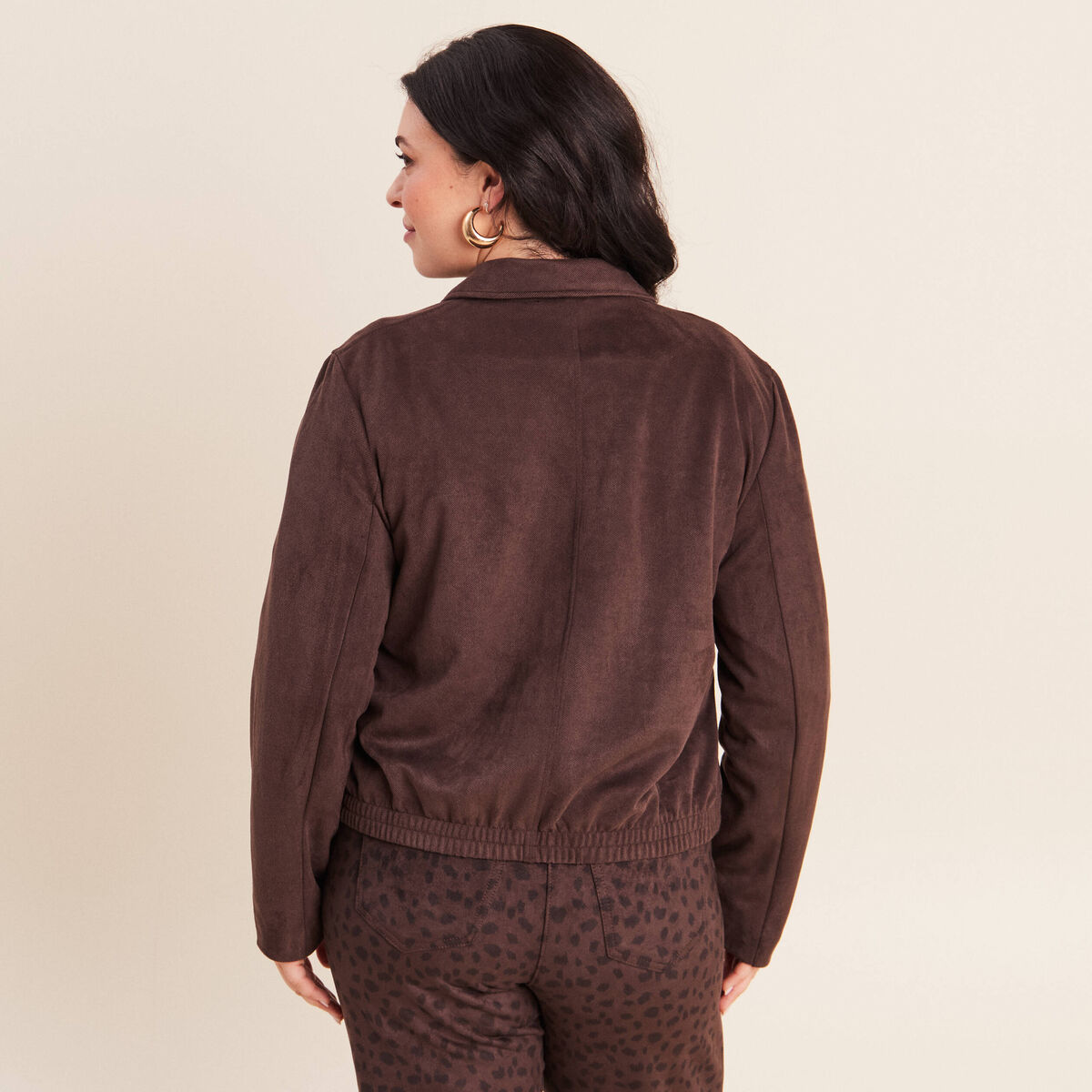 Veste doubl&eacute;e marron fonc&eacute; femme