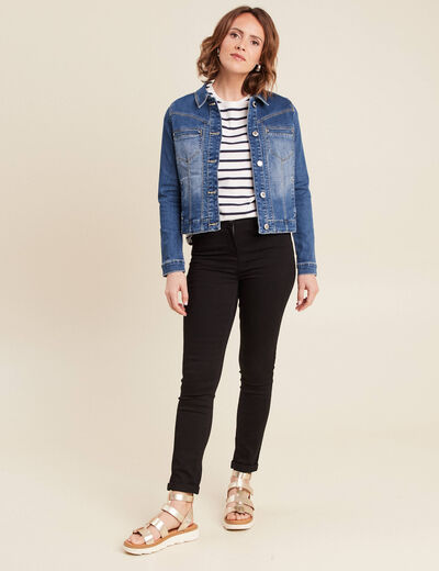 Blouson en jean denim double stone femme