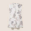 Robe courte &eacute;vas&eacute;e col tunisien brod&eacute;e bleu femme