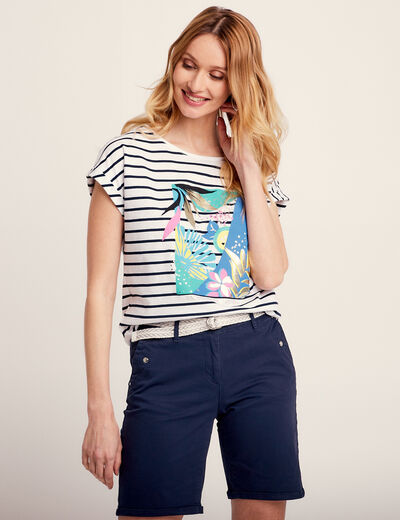T-shirt manches courtes ecru femme