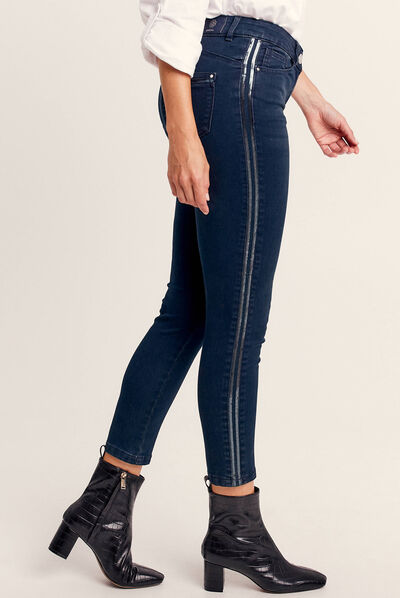 Jean ajusté à sequins denim brut femme