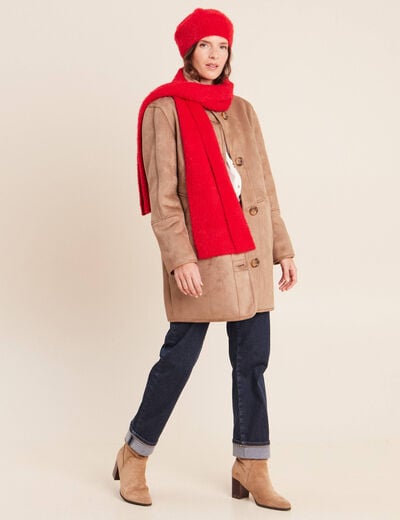 Manteau col montant sable femme