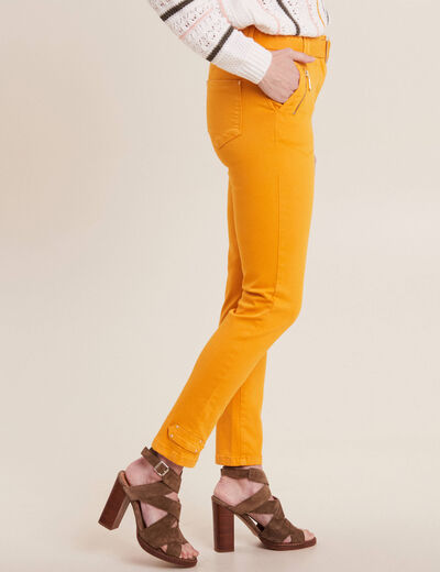 Pantalon ajusté 7/8ème jaune moutarde femme