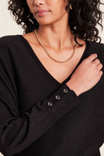 Pull manches longues noir femme