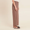 Pantalon large taille haute taupe femme