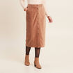 Jupe longue droite velours marron femme