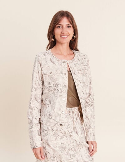 Veste cintr&eacute;e r&eacute;versible manches longues blanc femme