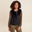 Veste sans manches sans col marron fonc&eacute; noir femme