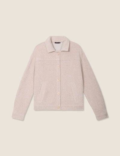 Veste droite manches longues beige femme