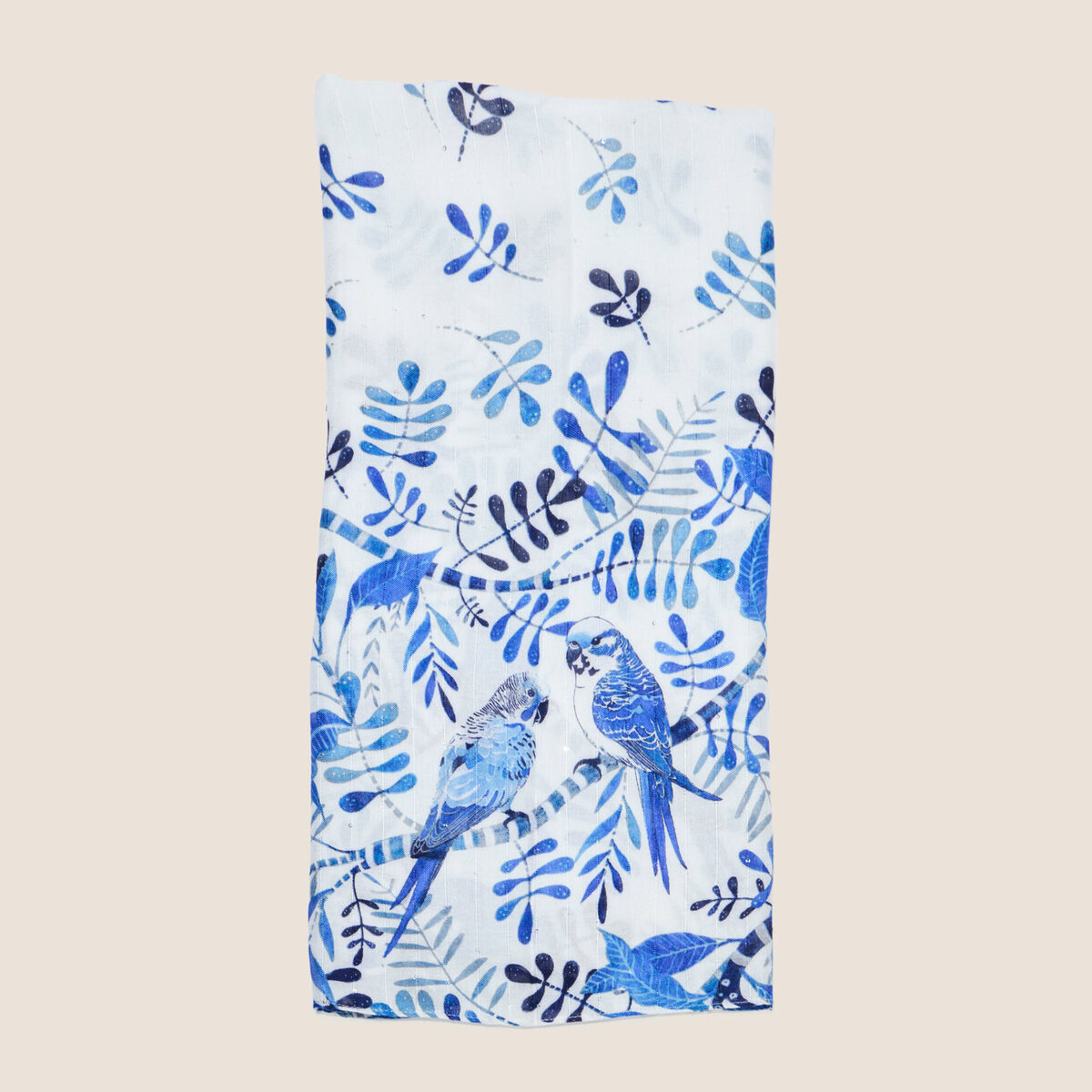 Foulard imprim&eacute; bleu fonc&eacute; femme