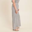 Pantalon large taille haute bleu foncé femme